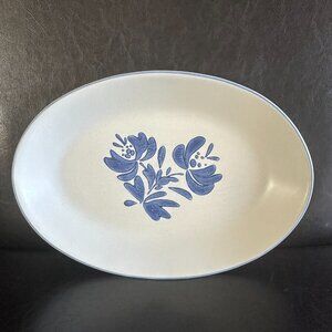 Yorktowne by PFALTZGRAFF "Blue Tulip" 14" Oval Serving Platter Stoneware USA Dis